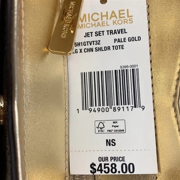 Michael Kors Large X Chain Sholder Tote & Large Double Zip Wallet Pale Gold - Picture 6 of 16